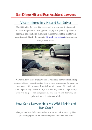 Hit And Run Lawyer San Diego