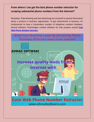 Grow your quality leads with Cute Web Phone Number Extractor