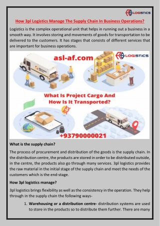 How 3pl Logistics Manage The Supply Chain In Business Operations?