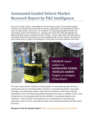 Automated Guided Vehicles Market Research Report By P&S Intelligence
