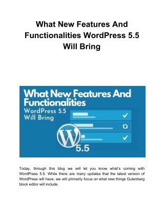 What New Features And Functionalities WordPress 5.5 Will Bring