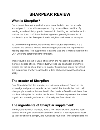 SharpEar Supplement Review-Ingredients and Benefits