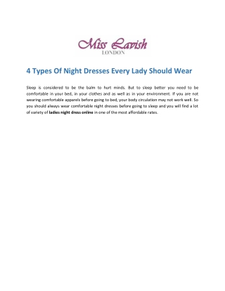 4 Types Of Night Dresses Every Lady Should Wear