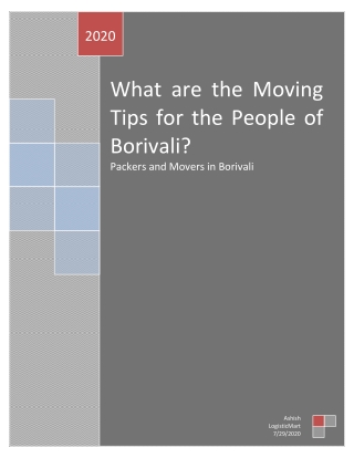 What Are the Moving Tips for the People of Borivali?