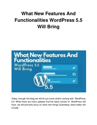 What New Features And Functionalities WordPress 5.5 Will Bring