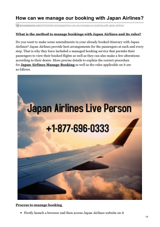 Japan Airlines Reservations