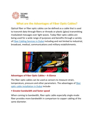 What are the Advantages of Fiber Optic Cables?