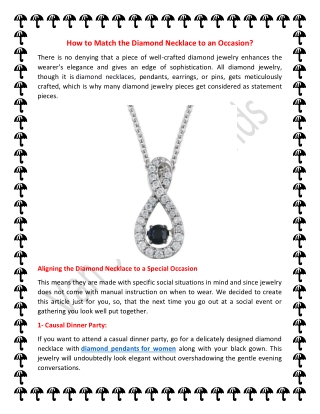 How To Match The Diamond Necklace To An Occasion?