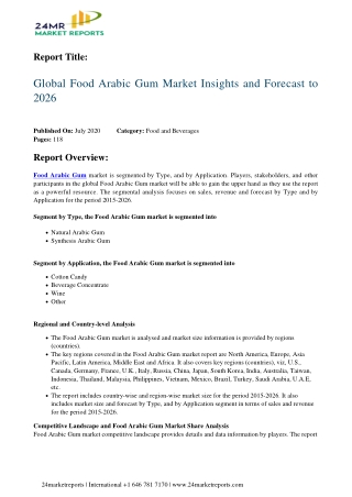 Food Arabic Gum Market Insights and Forecast to 2026