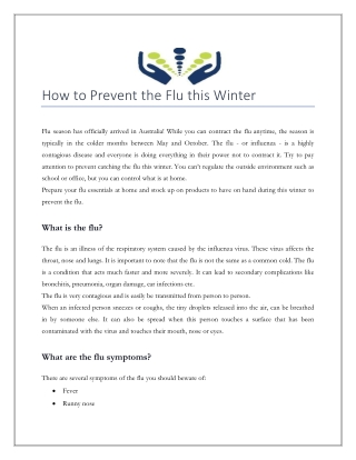 How to Prevent the Flu this Winter