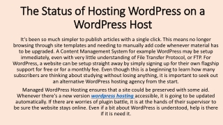 The Status of Hosting WordPress on a WordPress Host