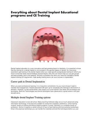 Everything about Dental Implant Educational programs and CE Training