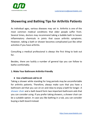 Showering and Bathing Tips for Arthritis Patients