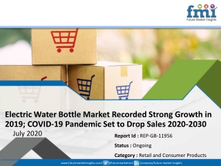 Electric Water Bottle Market Recorded Strong Growth in 2019; COVID-19 Pandemic Set to Drop Sales 2020-2030