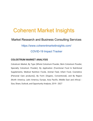 COLOSTRUM MARKET ANALYSIS