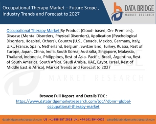 Occupational Therapy Market – Future Scope , Industry Trends and Forecast to 2027