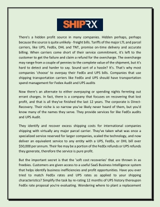 Parcel Audit |  Shiprx