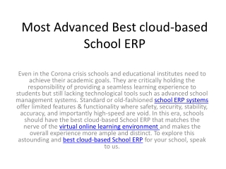 Most Advanced Best cloud-based School ERP