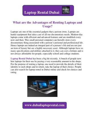 What are the Advantages of Renting Laptops and Usage?