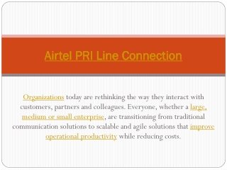 Airtel PRI (Primary Rate Interface) New line connection Provider in India