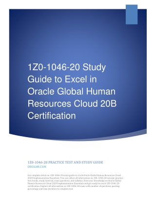 1Z0-1046-20 Study Guide to Excel in Oracle Global Human Resources Cloud 20B Certification