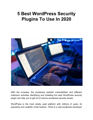 5 Best WordPress Security Plugins To Use In 2020