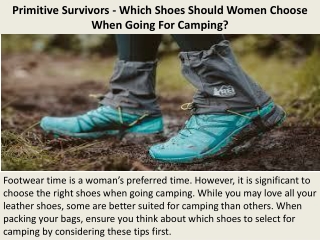 Primitive Survivors - Which Shoes Should Women Choose When Going For Camping?