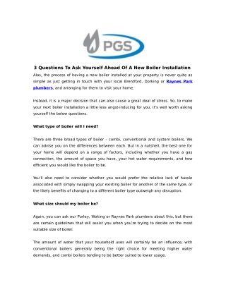 3 Questions To Ask Yourself Ahead Of A New Boiler Installation