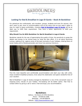 Looking For Bed & Breakfast In Lago Di Garda – Book At Bardoliner