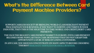 What’s the Difference Between Card Payment Machine Providers?