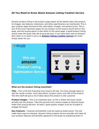 All You Need to Know About Amazon Listing Creation Service