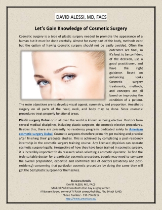Let’s Gain Knowledge of Cosmetic Surgery