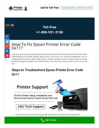 How To Fix Epson Printer Error Code 0x11