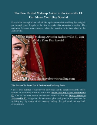 The Best Bridal Makeup Artist in Jacksonville FL Can Make Your Day Special