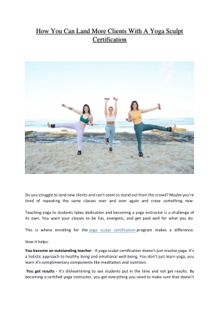 How You Can Land More Clients With A Yoga Sculpt Certification