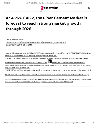 2020 Future of Global Fiber Cement Market, Size, Share and Trend Analysis Report to 2026