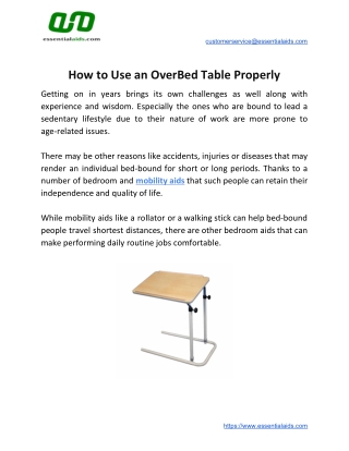 How to Use an OverBed Table Properly
