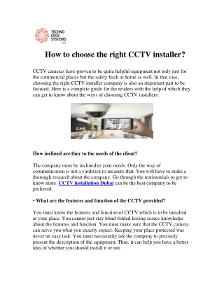How to choose the right CCTV installer