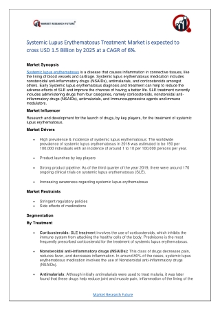 Global Systemic lupus erythematosus Treatment Market Research Report - Global Forecast till 2025