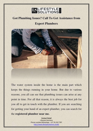 Got Plumbing Issues? Call To Get Assistance from Expert Plumbers