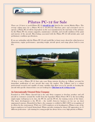 Pilatus PC-12 for Sale