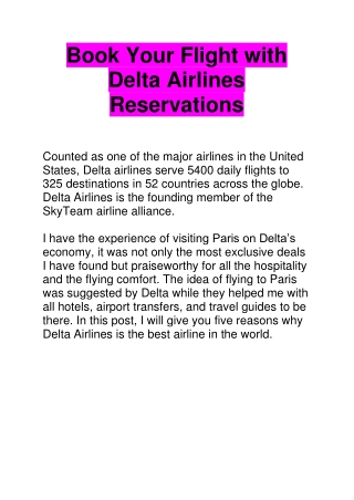 Book Your Flight with Delta Airlines Reservations
