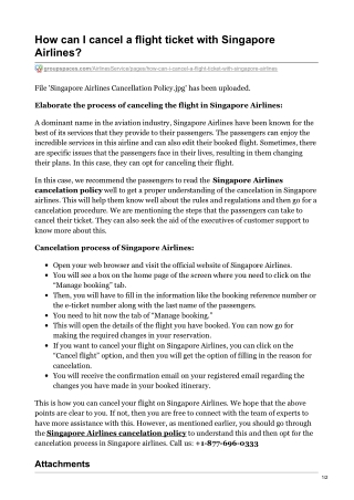 Singapore Airlines cancelation policy