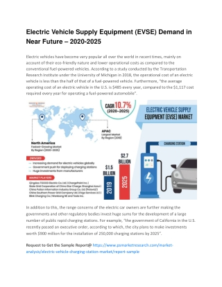 EVSE Market Demand, Share, Industry Size and Forecast