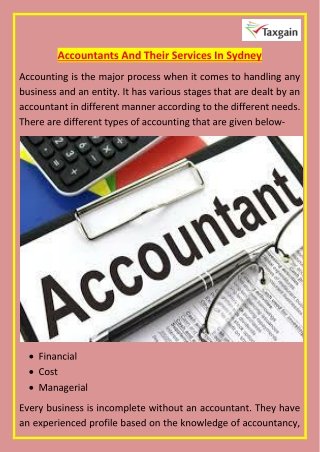 Accountants And Their Services In Sydney