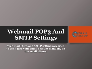 Webmail POP3 And SMTP Server Settings