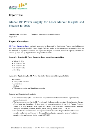 RF Power Supply for Laser Market Insights and Forecast to 2026