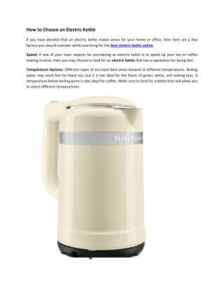 How to Choose an Electric Kettle