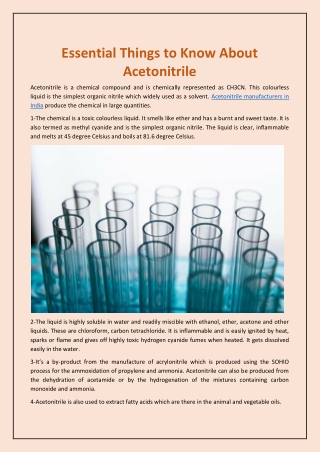 Essential Things to Know About Acetonitrile