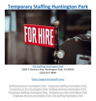 Temporary Staffing Huntington Park